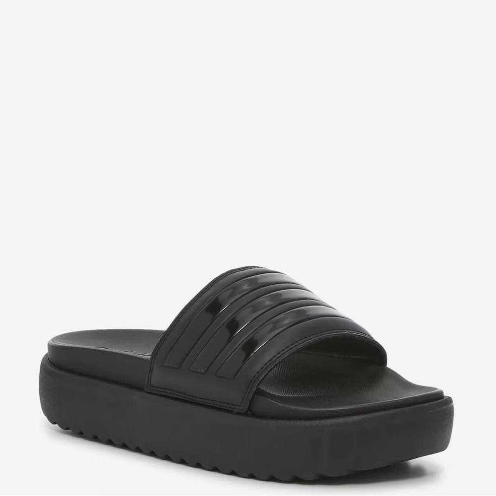 Adidas Women's Black Platform Slide Sandals, Size 9 NIB